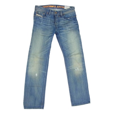 DIESEL ディーゼル デニムパンツ SAFADO ダメージ加工 スリム ストレート デニム パンツ W29 ブルー インディゴブルー系【中古】