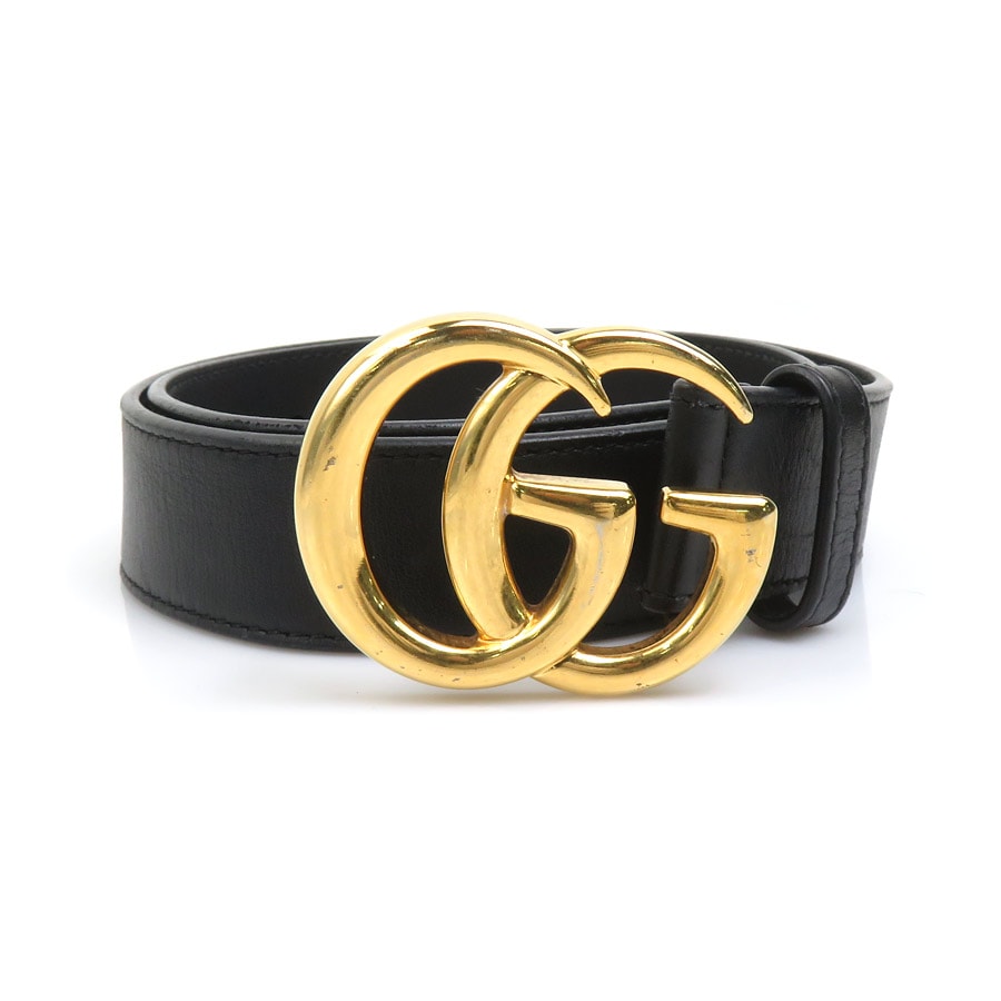 グッチ GUCCI ベルト GGマーモント レザー ブラック ユニセックス 414516【中古】 r10912j