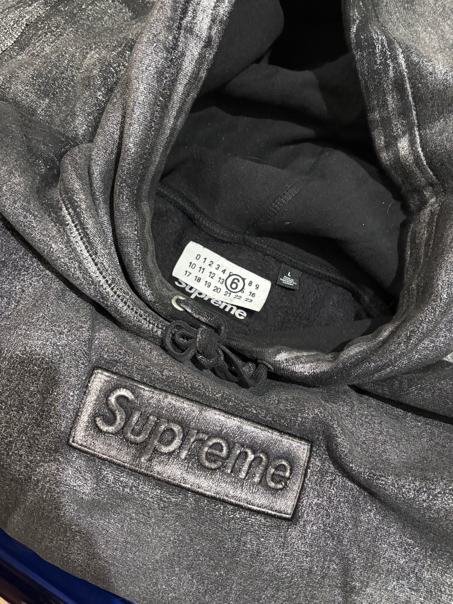 Supreme x MM6 Maison Margiela Foil Box Logo Hooded Sweatshirt "Black"