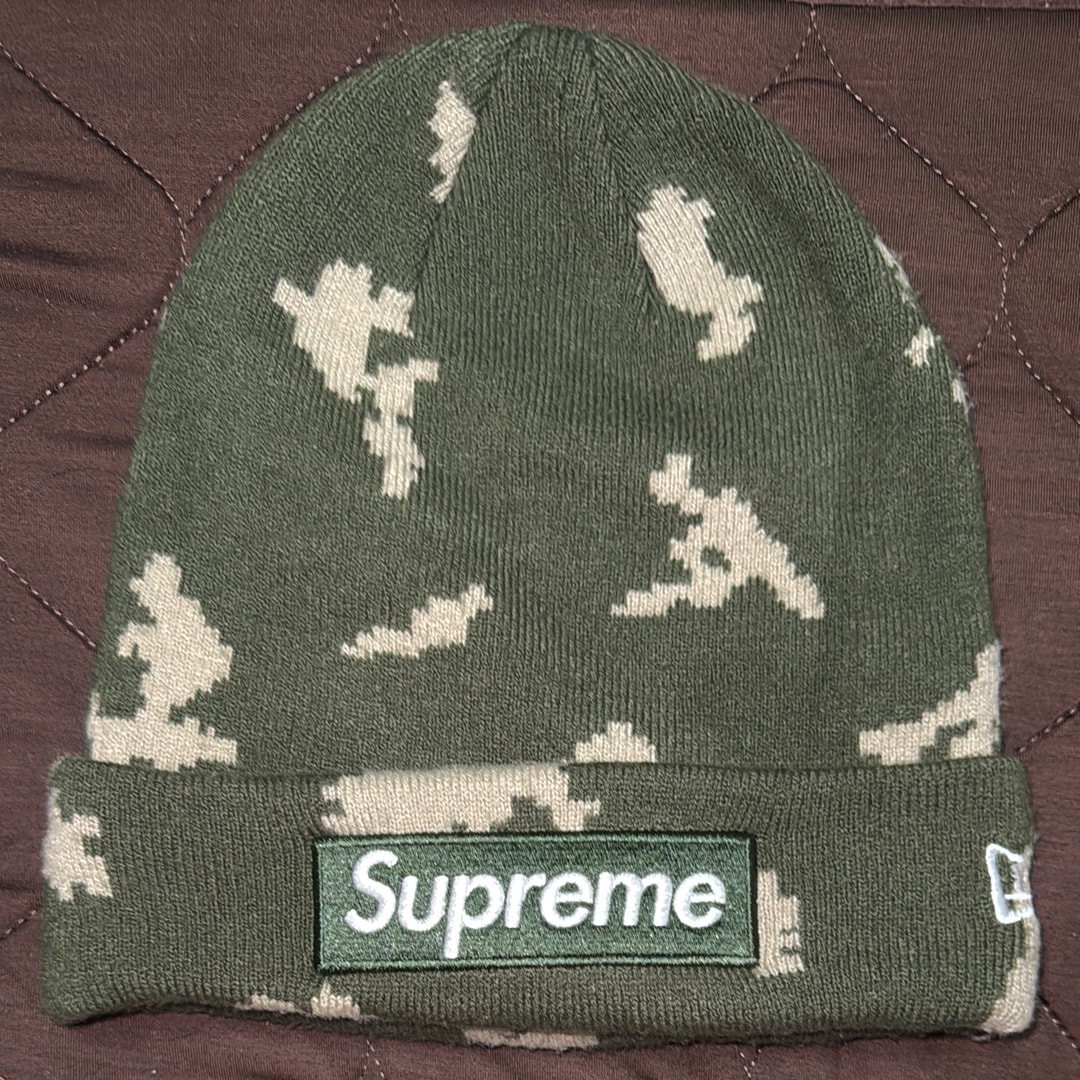 Supreme New Era® Box Logo Beanie "Olive Russian Camo" (21FW)