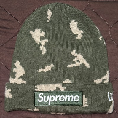 Supreme New Era® Box Logo Beanie "Olive Russian Camo" (21FW)