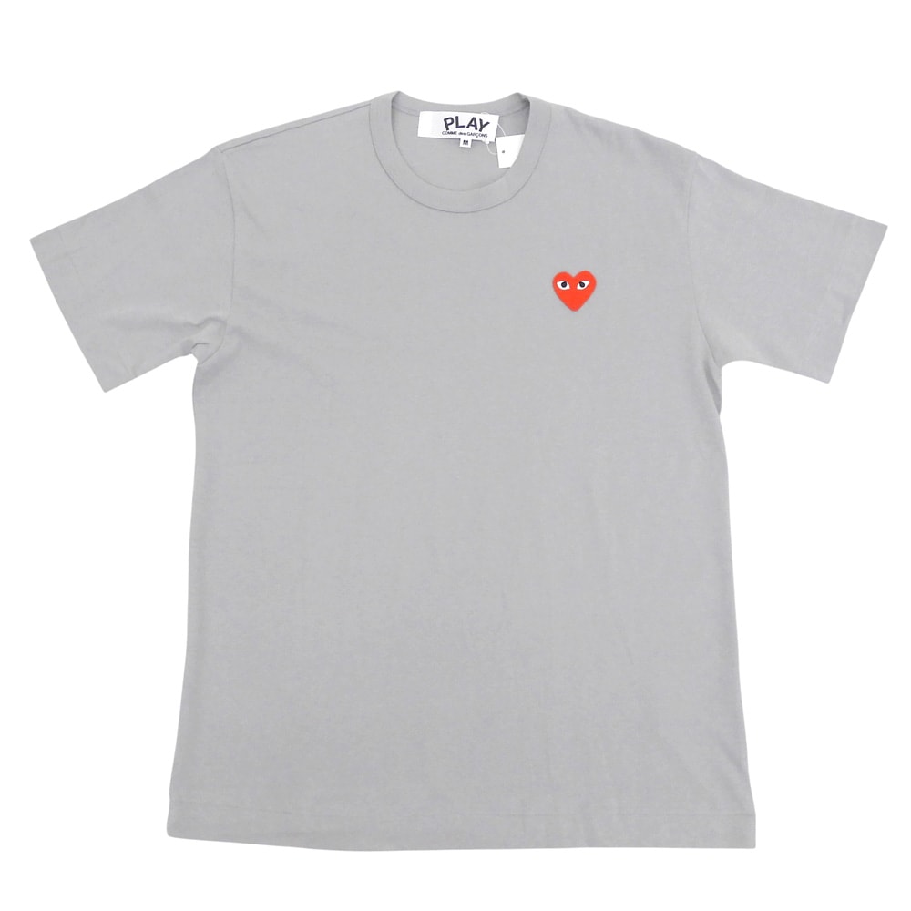 プレイコムデギャルソン 未使用 コットン Tシャツ トップス メンズ グレー×レッド M AZ-T212 M
