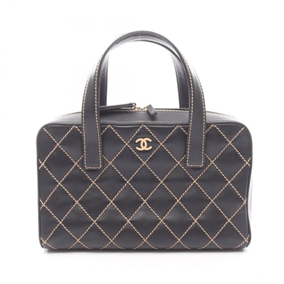 シャネル CHANEL ワイルドステッチ ハンドバッグ バッグ レザー レディース ブラック系 A14692 【中古】