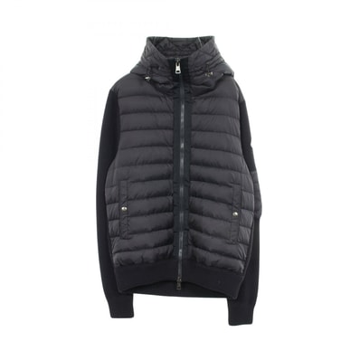 モンクレール MONCLER MAGLIONE カーディガン 切替 フード付き ダウンジャケット 衣料品 アウター ナイロン ウール アクリル レディース ネイビー系 D20919402800 【中古】