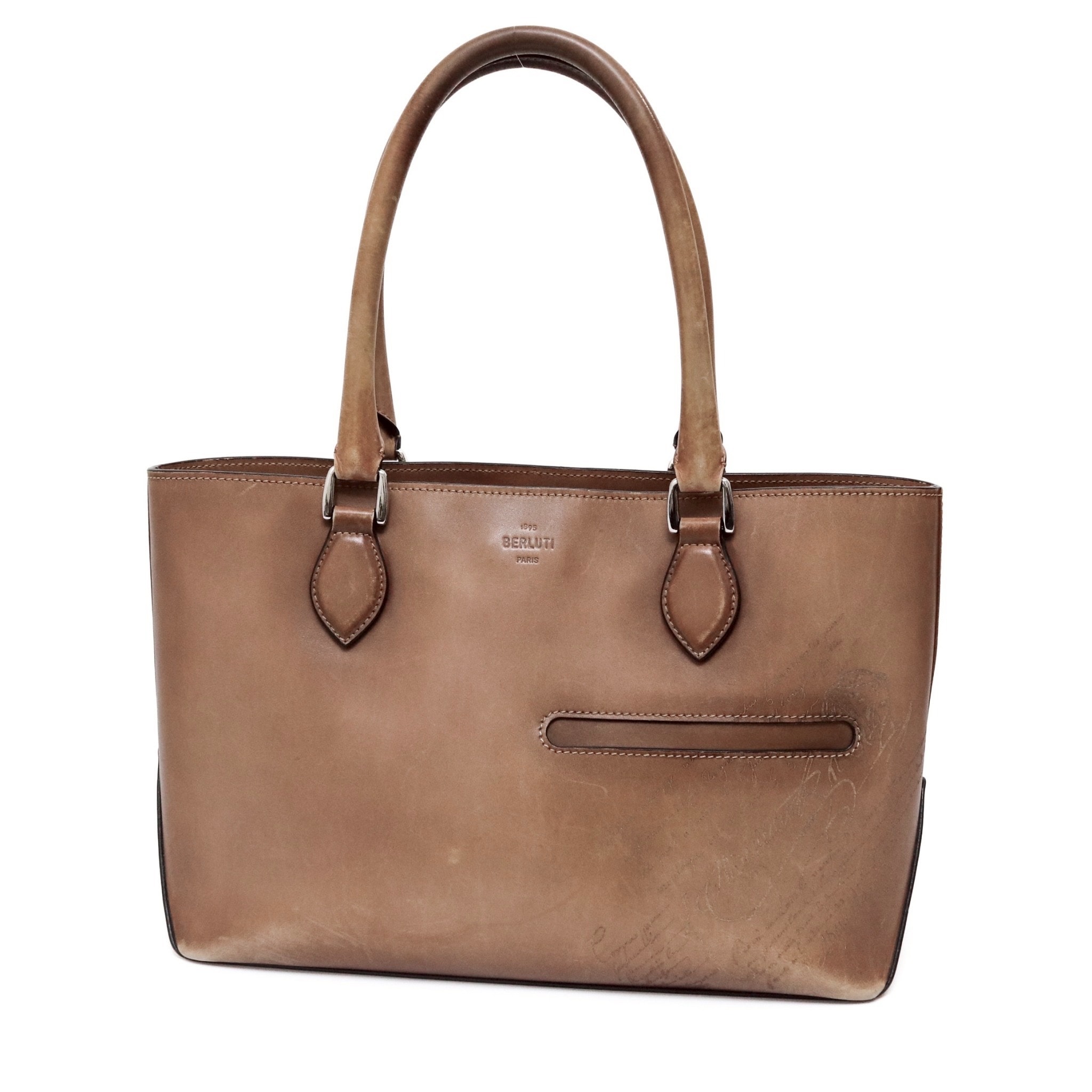 【美品】ベルルッティ トゥジュール ミニ スクリット トートバッグ キャメル