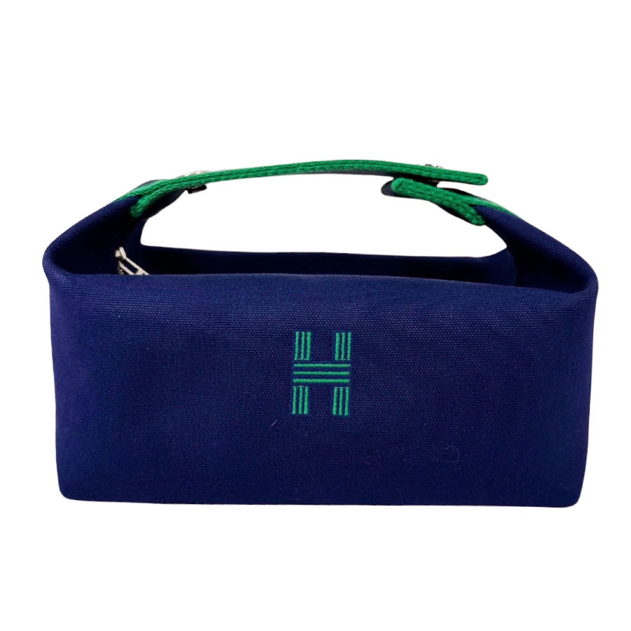 エルメス HERMES ハンドバッグ ブリッド ア ブラックPM トワルアッシュ ブルー/グリーン レディース【中古】 z11243