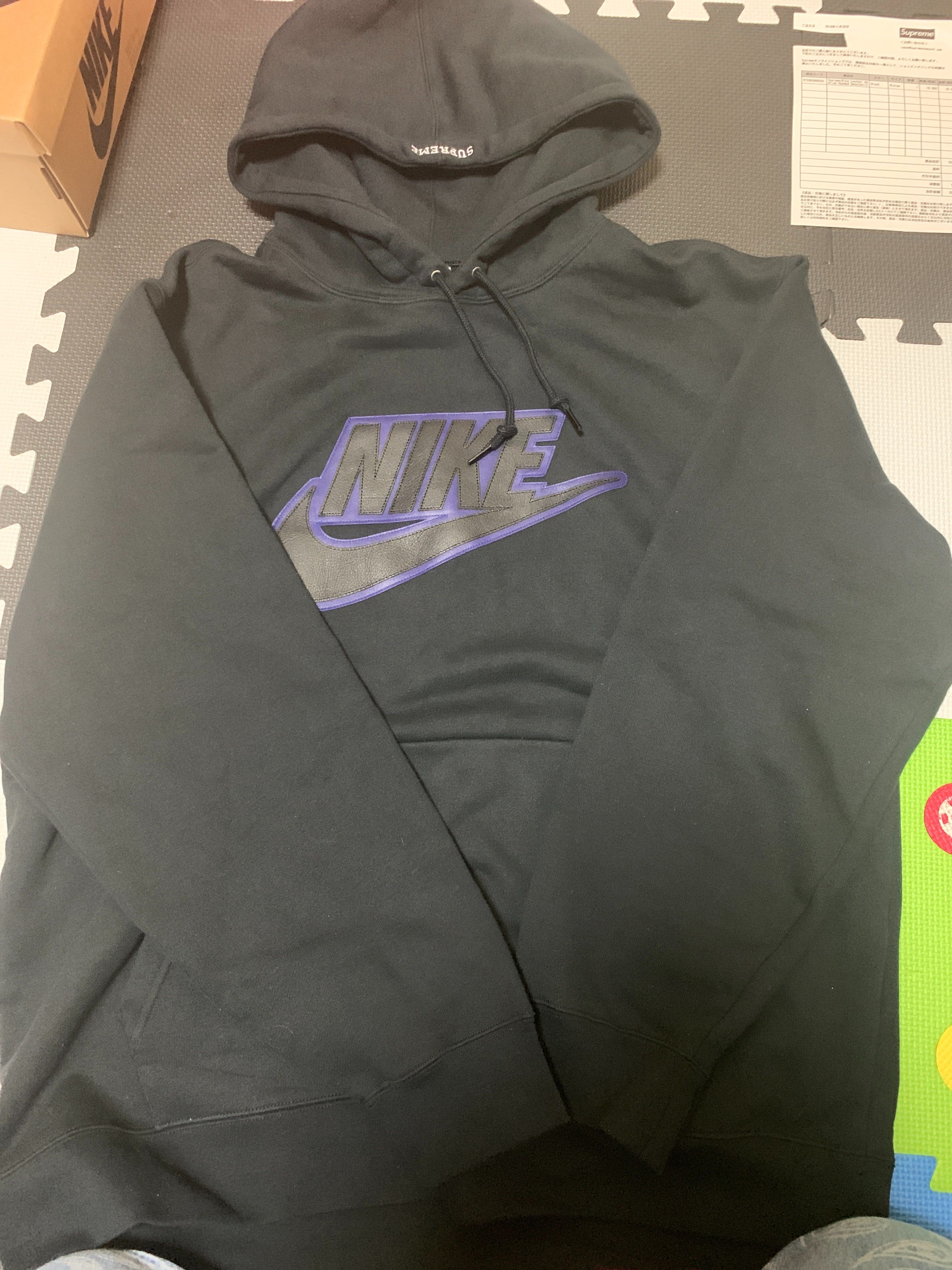 Supreme / Nike® Leather Appliqué Hooded Sweatshirt "Black"