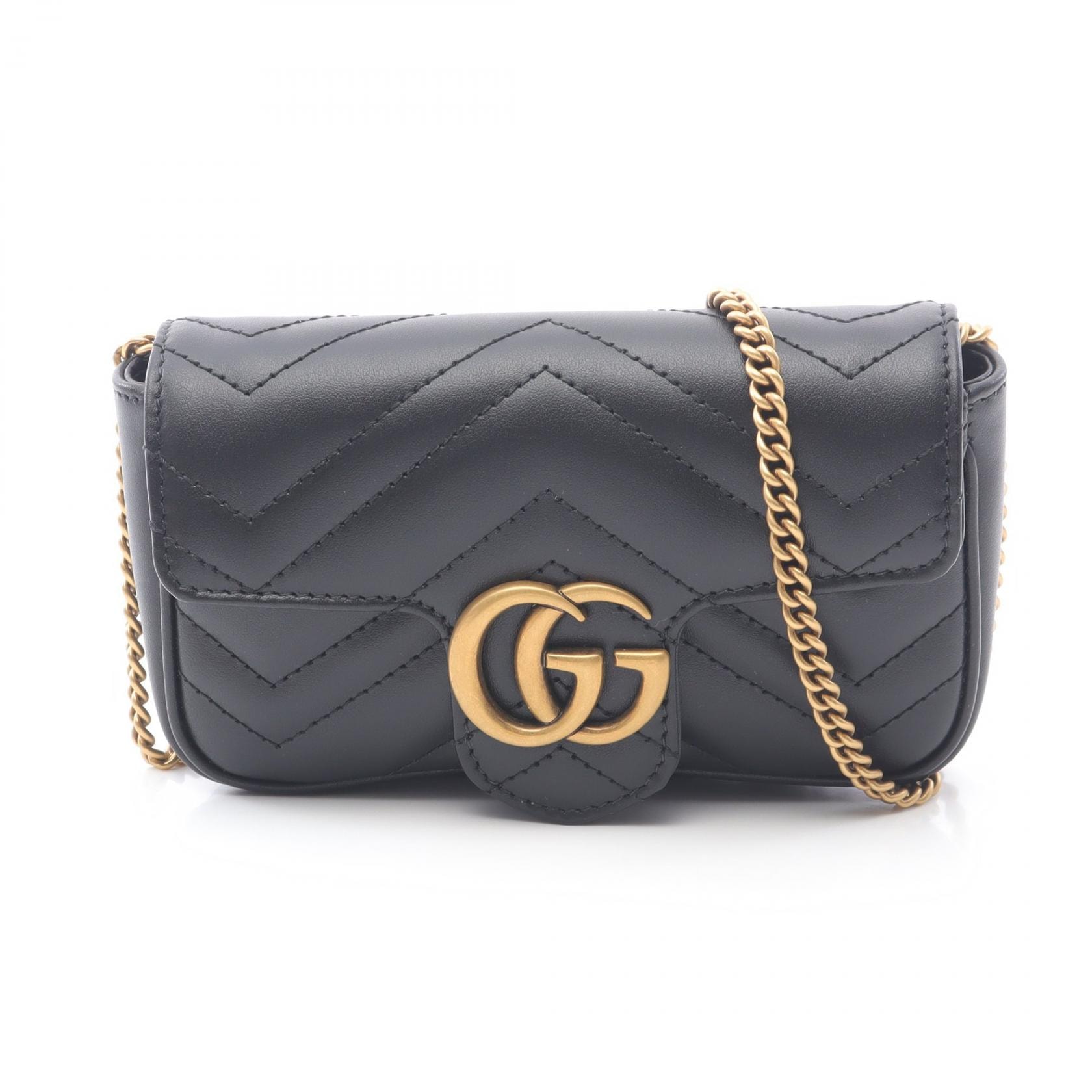 グッチ GUCCI GGマーモント スーパーミニバッグ ショルダーバッグ バッグ レザー レディース ブラック系 476433DTDCT1000 【新品】