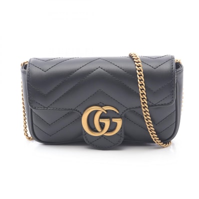 グッチ GUCCI GGマーモント スーパーミニバッグ ショルダーバッグ バッグ レザー レディース ブラック系 476433DTDCT1000 【新品】