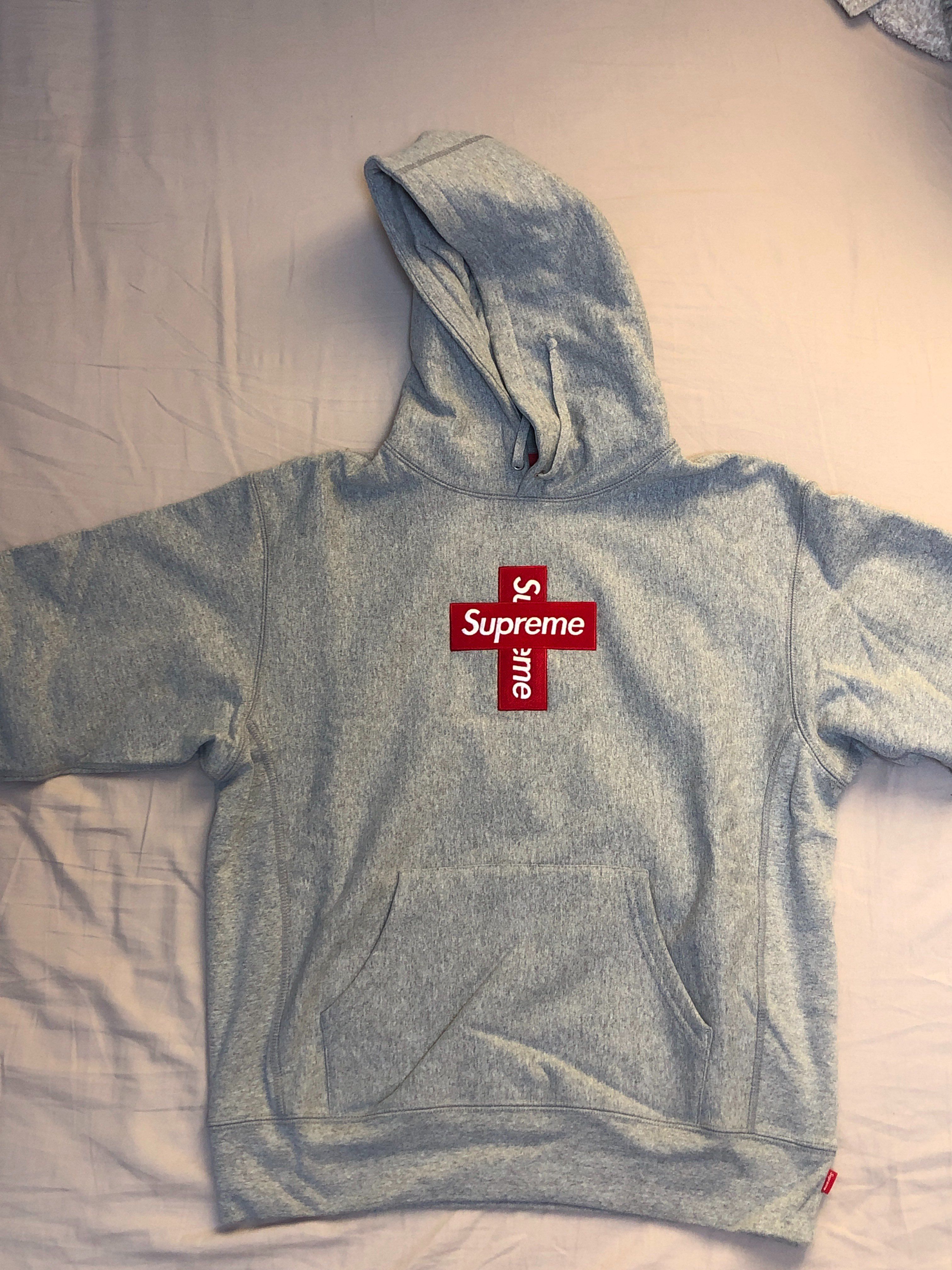 Supreme Cross Box Logo Hooded Sweatshirt "Grey"