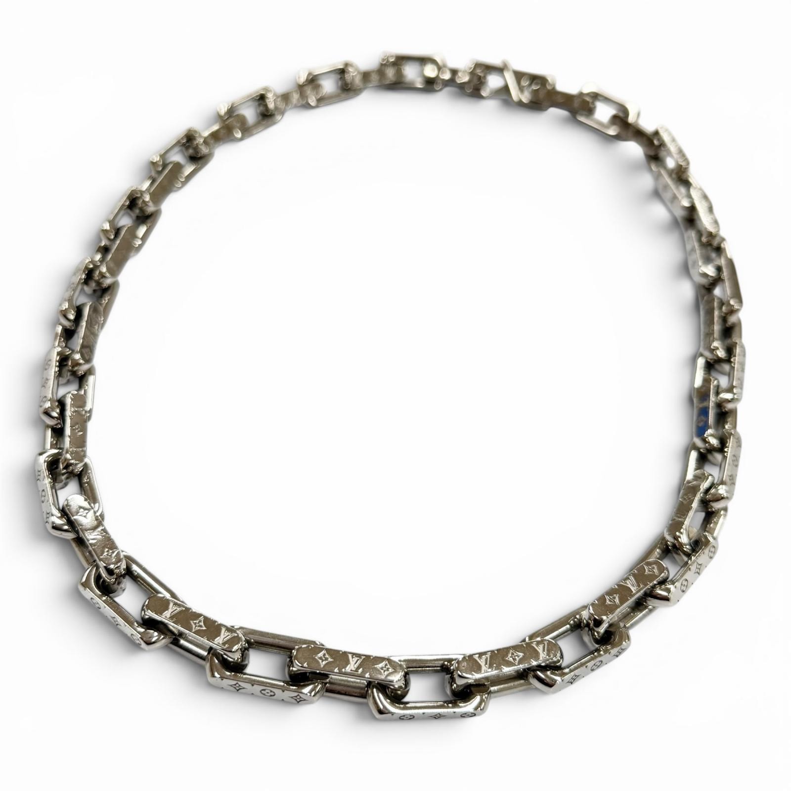 Louis Vuitton Monogram Chain Necklace "Silver"
