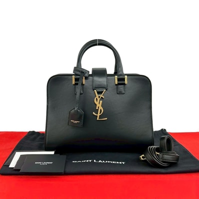YVES SAINT LAURENT イヴ・サンローラン ベイビーカバス YSL ロゴ 金具 レザー ショルダーバッグ ブラック
10828