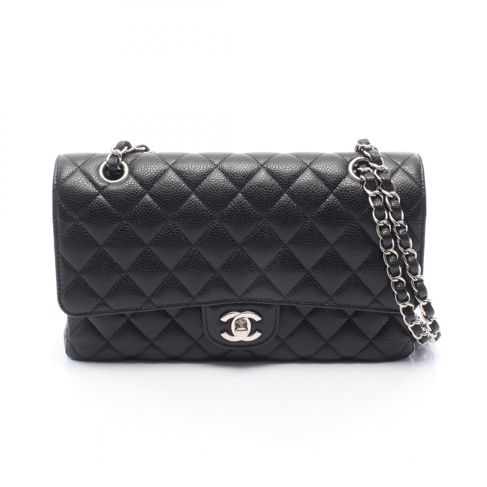 シャネル CHANEL マトラッセ Wフラップ ショルダーバッグ バッグ キャビアスキン(グレインドカーフ) レディース ブラック系 【中古】