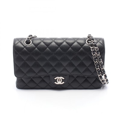 シャネル CHANEL マトラッセ Wフラップ ショルダーバッグ バッグ キャビアスキン(グレインドカーフ) レディース ブラック系 【中古】