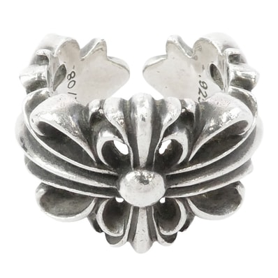 CHROME HEARTS クロムハーツ(原本無) リング DBL FLRL CRS ダブルフローラル クロス リング シルバー シルバー系 JP17号【中古】