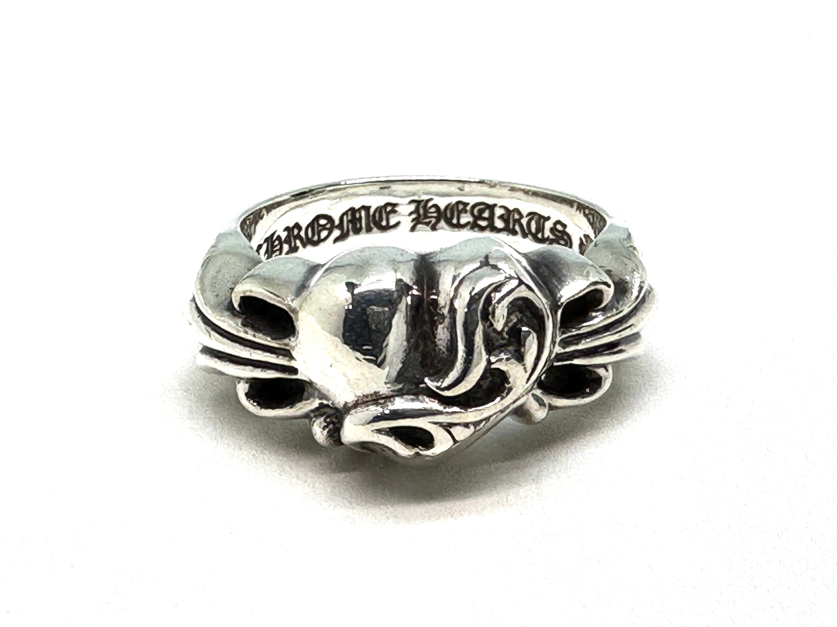 Chrome Hearts Floral Cross Heart Ring "Silver"