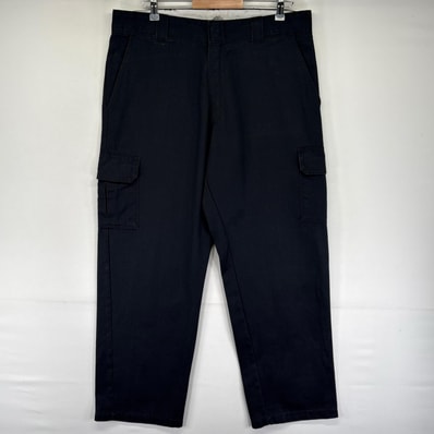 古着 ディッキーズ Dickies パンツ ワーク ワンポイントロゴ ジッパーフライ カーゴ サイドポケット W38 L32 ブラック系 メンズ