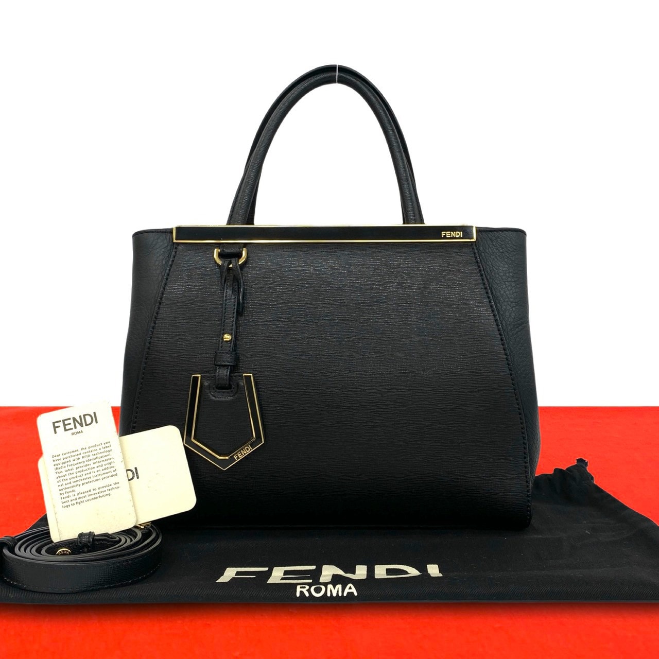FENDI フェンディ トゥー ジュール レザー ショルダーバッグ ブラック
312-4