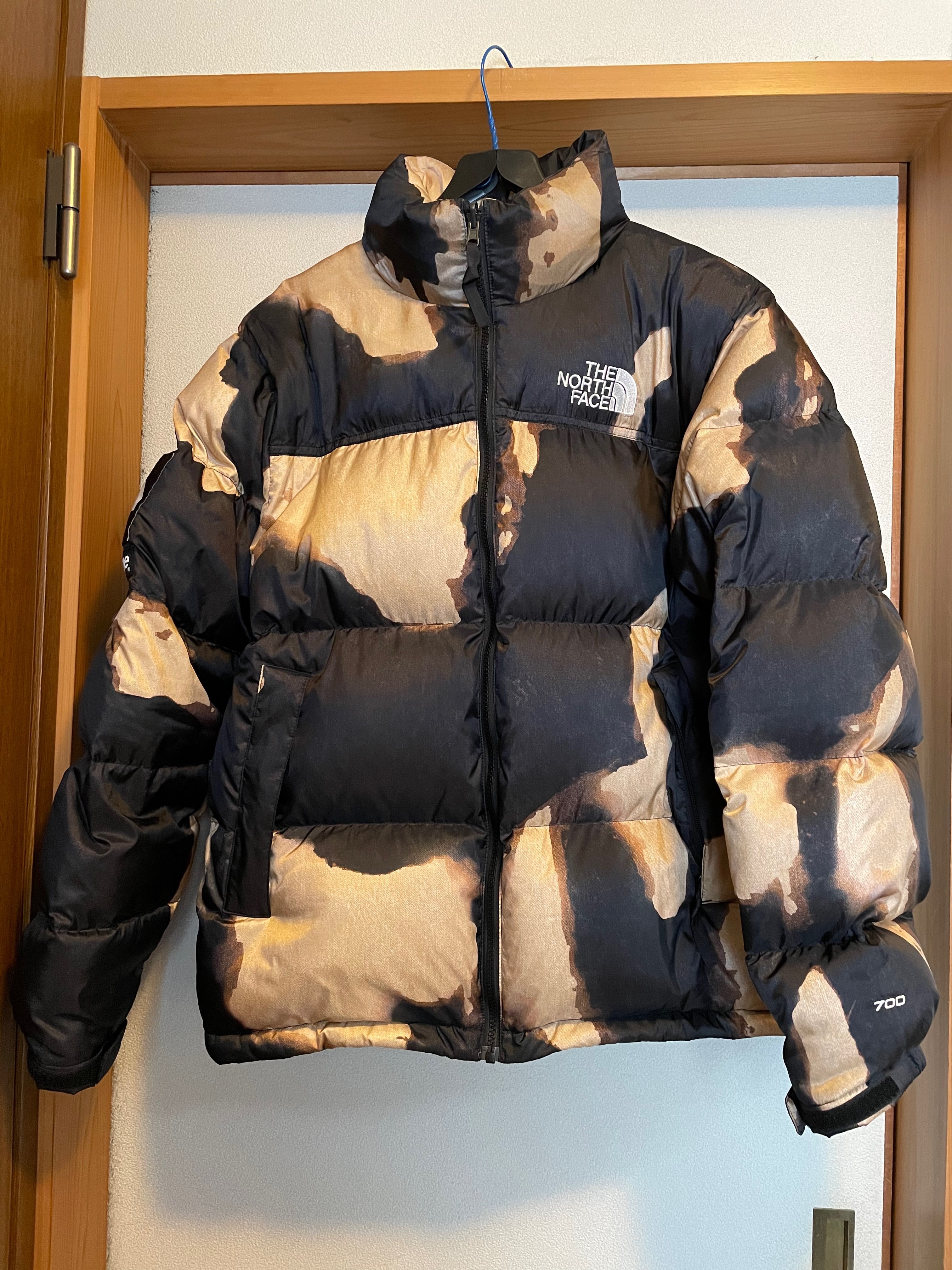 Supreme x The North Face Bleached Denim Print Nuptse Jacket "Black"