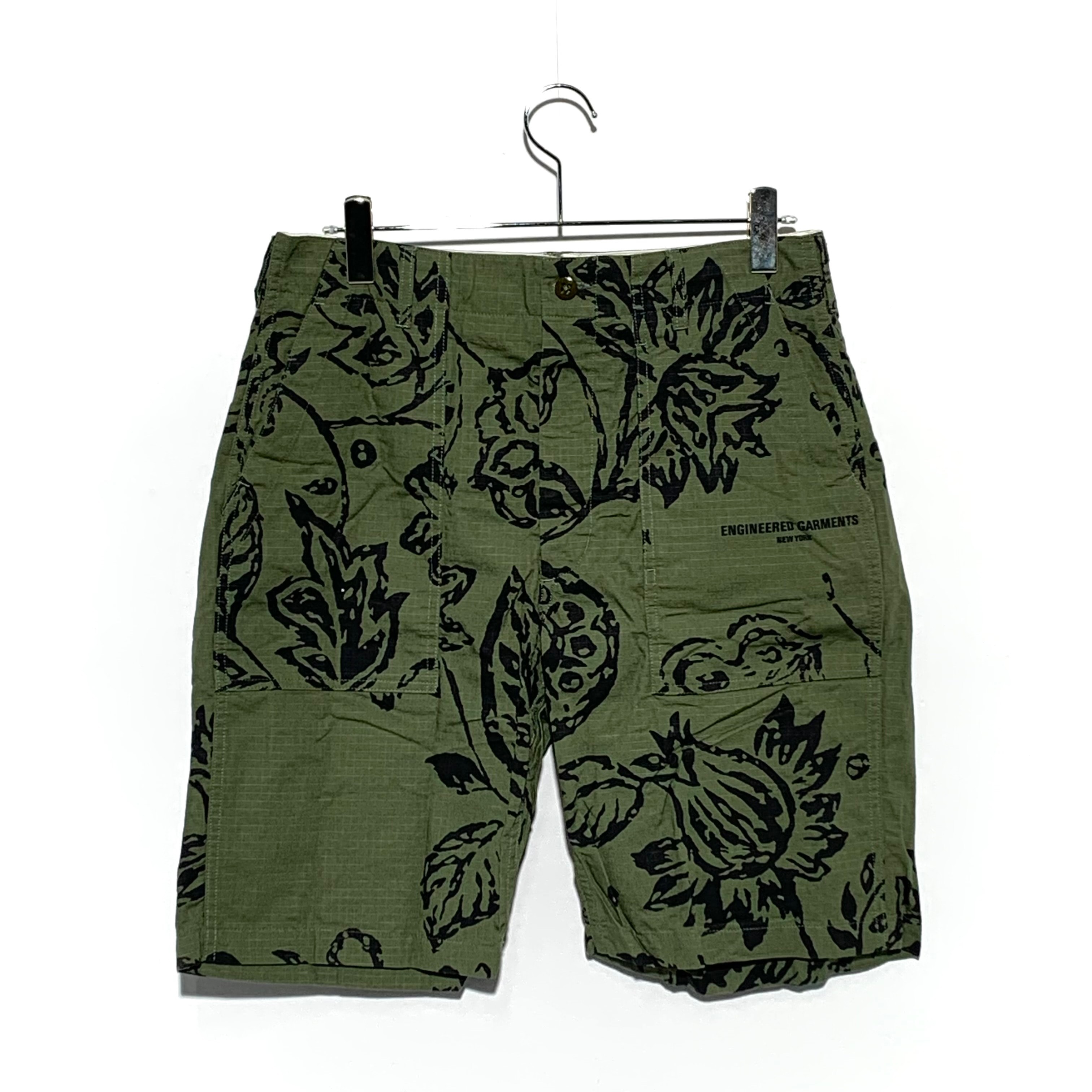 ENGINEERED GARMENTS Fatigue Short Floral Print Ripstop Khaki