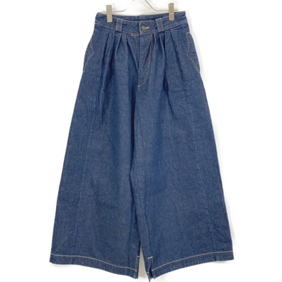 メゾンマルジェラ S51KA0570 インディゴ コットン ボタンフライ センタープリーツ ボタンフライ 14ozワイドデニムトラウザー 36