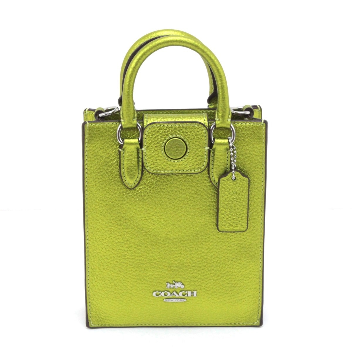 $$ COACH コーチ ハンドバッグ ストラップ付 CP010 黄緑