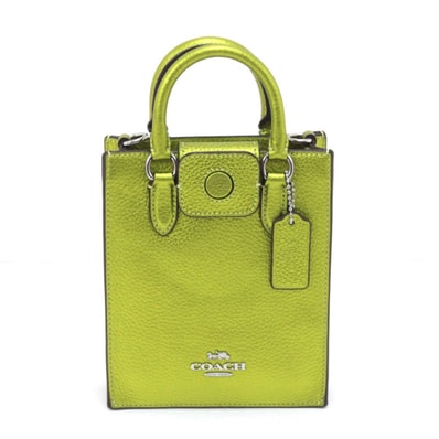 $$ COACH コーチ ハンドバッグ ストラップ付 CP010 黄緑