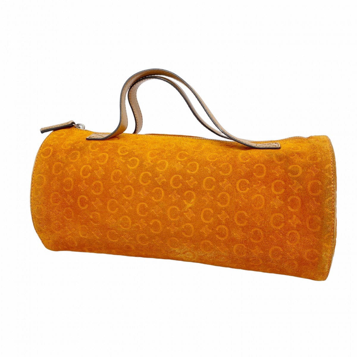 【6da0198】セリーヌ ハンドバッグ Cマカダム スウェード オレンジ ブラウン シルバー金具【中古】レディース