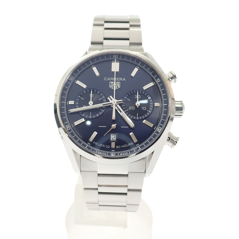 タグホイヤー TAG HEUER カレラ キャリバーホイヤー02 クロノグラフ CBN2011.BA0642 腕時計 ステンレススチール シルバー 自動巻き ブルー文字盤 メンズ【中古】【Aランク】