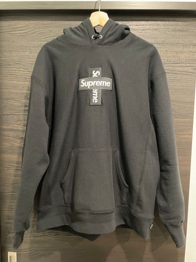 Supreme Cross Box Logo Hooded Sweatshirt "Black"