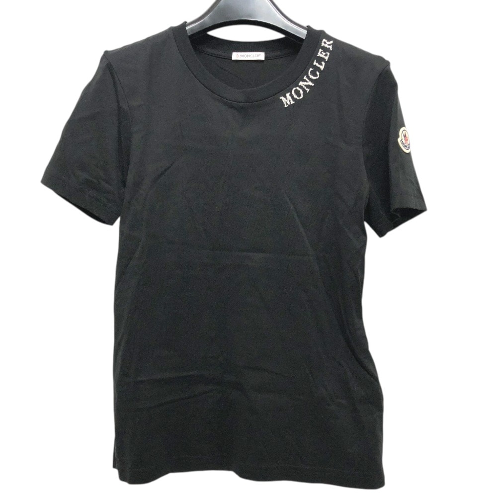 モンクレール MONCLER 刺繍ロゴ MAGLIA アパレル クルーネック トップス カットソー 半袖Tシャツ コットン ブラック