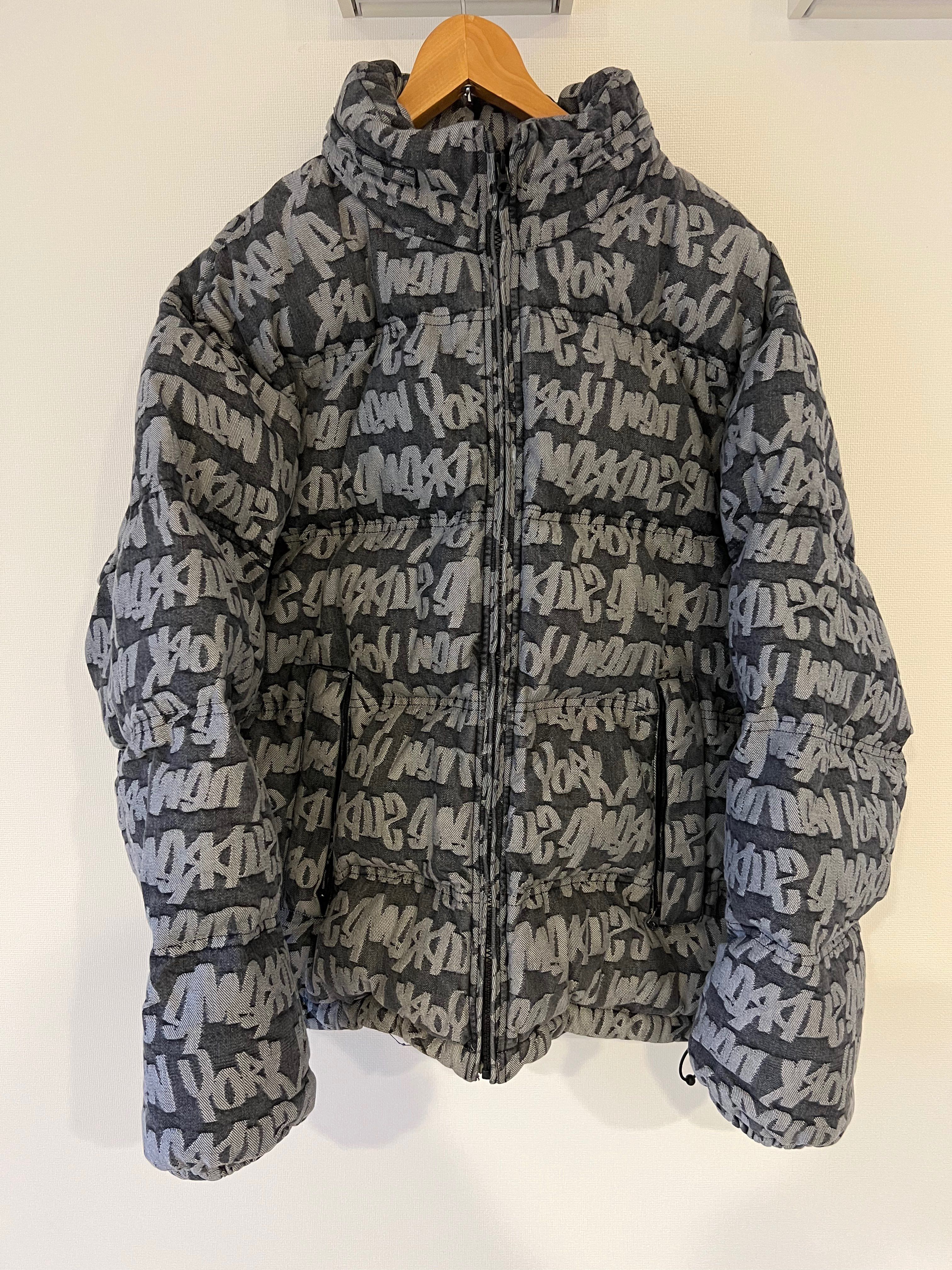 Supreme Fat Tip Jacquard Denim Puffer Jacket "Black"