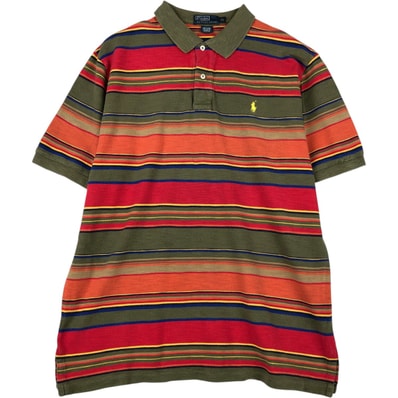 古着 ラルフローレン Ralph Lauren POLO by Ralph Lauren マルチボーダー 半袖 ボーダー ポロシャツ メンズXL相当/eaa620783