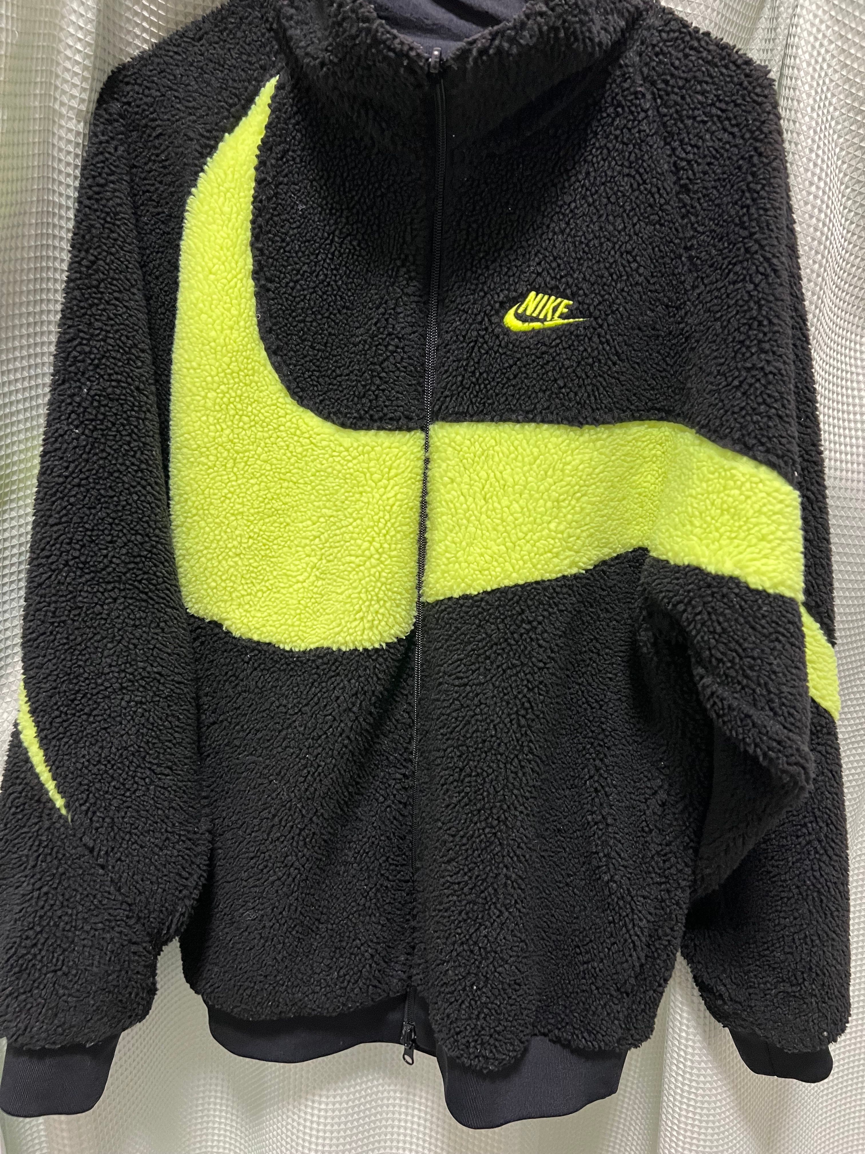 Nike Big Swoosh Reversible Boa Jacket"Black Neon"