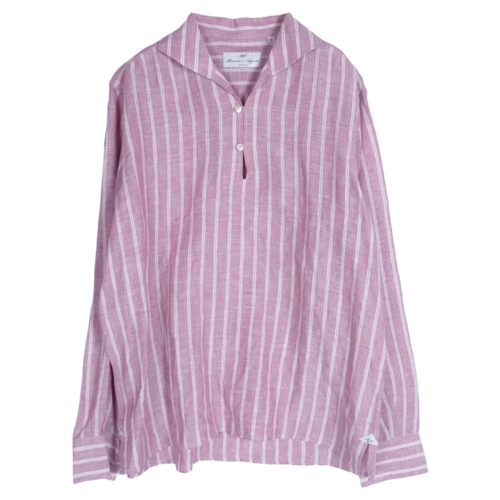 BEAMS ビームス 長袖シャツ ビームスF Massimo d'Augusto マッシモダウグスト カプリ シャツ ストライプ ピンク系 L【中古】