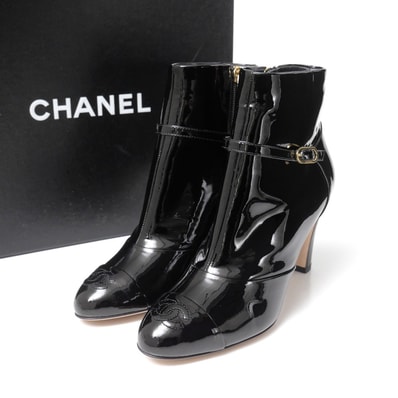 ■未使用品■CHANEL シャネル ブーティ サイズ37 C 16C ココマーク CC エナメル ショートブーツ 20260618/RA9718
