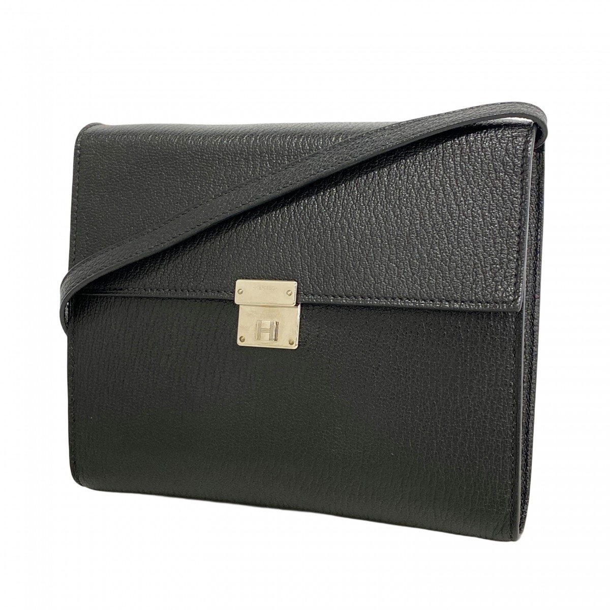 【6db2216】エルメス ショルダーバッグ クリック16 シェブルミゾル ブラック シルバー金具 C刻印【中古】レディース