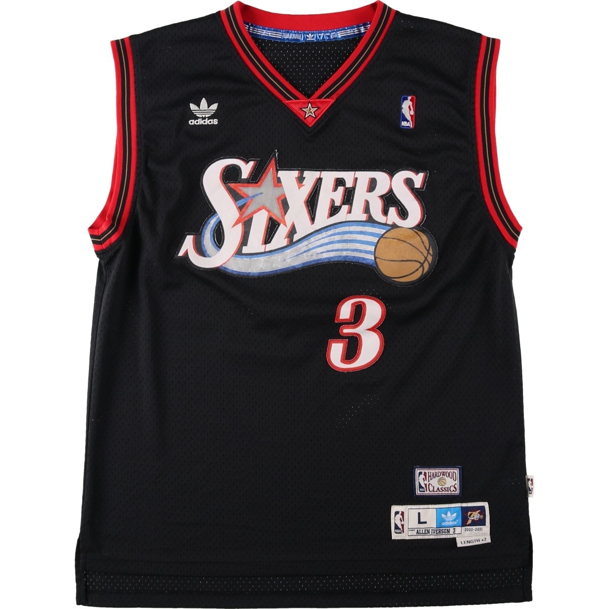 古着 アディダス adidas ORIGINALS オリジナルス Vネック メッシュ NBA PHILADELPHIA 76ERS フィラデルフィア 76ers ゲームシャツ レプリカユニフォーム メンズL相当/eaa662653