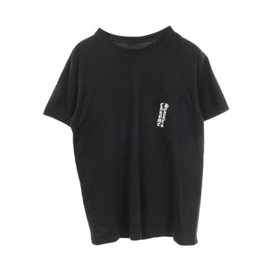 クロムハーツ CHROME HEARTS セメタリークロス スクロールロゴ バックプリント ポケット付き 半袖Tシャツ 衣料品 トップス コットン メンズ ブラック系 【中古】