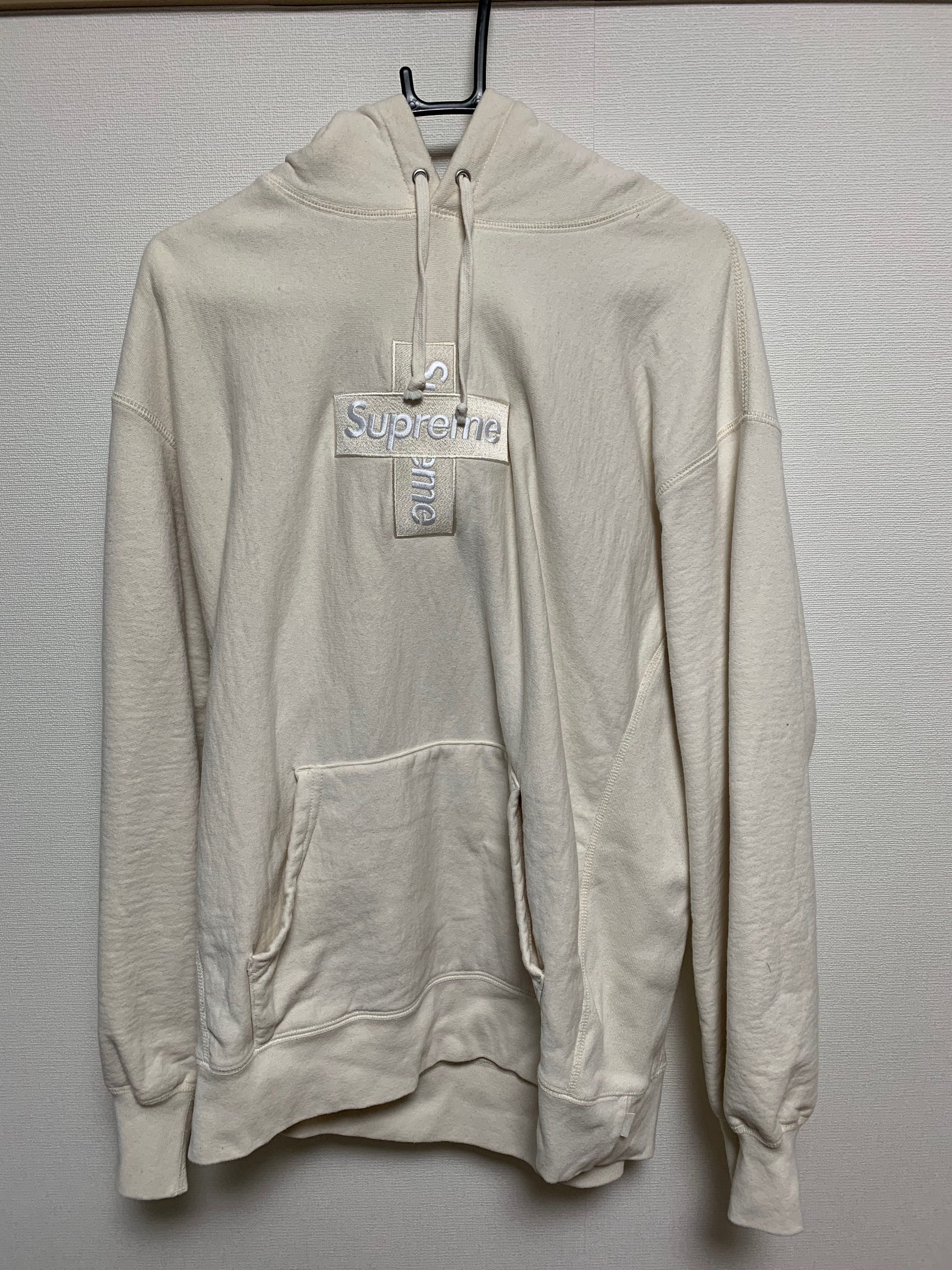 Supreme Cross Box Logo Hooded Sweatshirt "Natural"