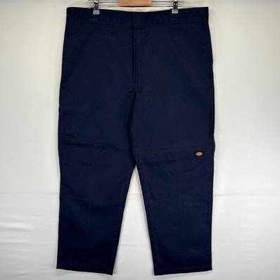 古着 ディッキーズ Dickies パンツ ダブルニー 大きいサイズ ワンポイントロゴ ツールポケット ジップ w42 L32 ネイビー系 メンズ