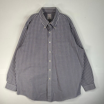 古着 ブルックスブラザーズ Brooks Brothers 長袖シャツ チェック 胸ポケ 346 XL ブルー系 マルチカラー メンズ