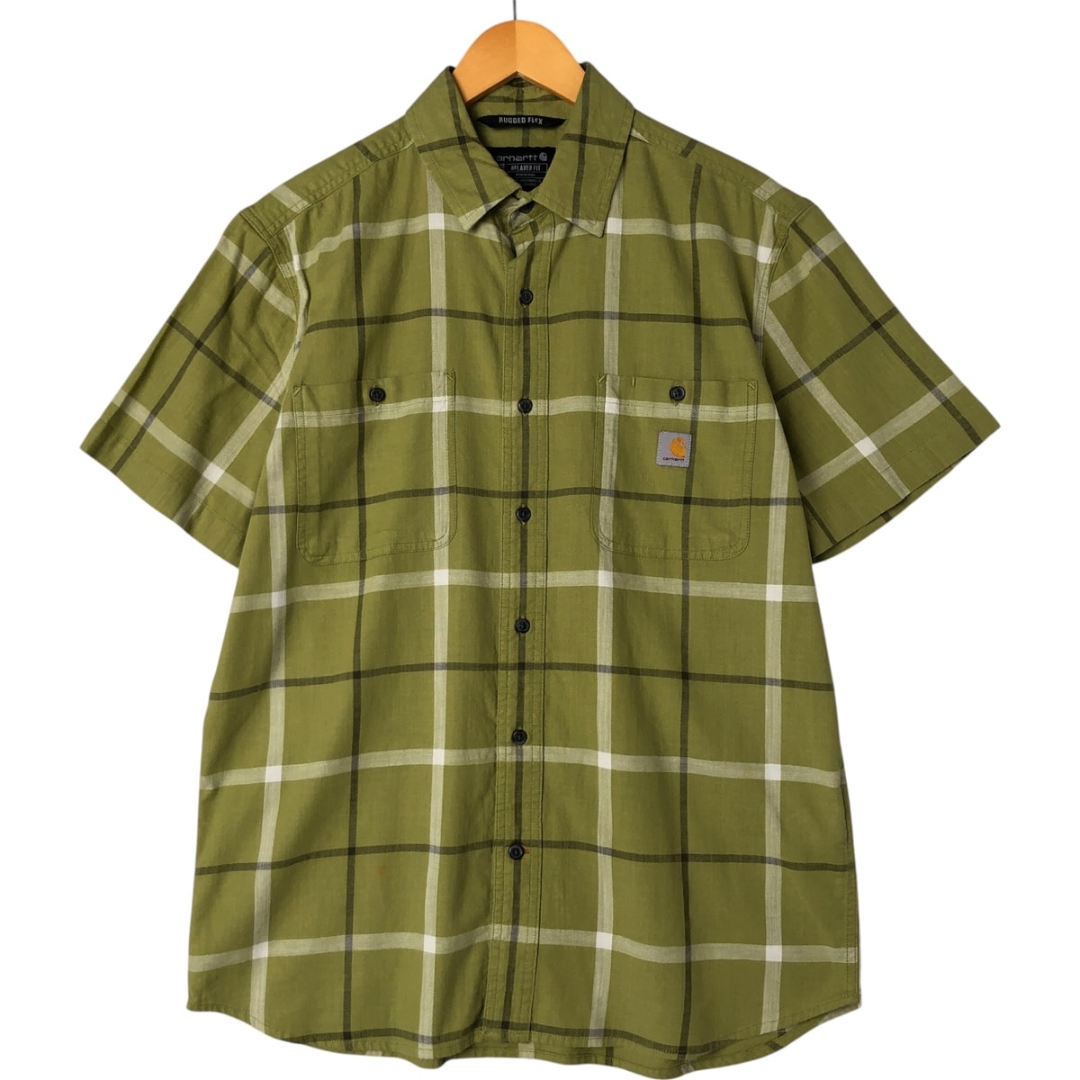古着 カーハート Carhartt RELAXED FIT チェック柄 半袖 ワークシャツ メンズM相当/eaa550593