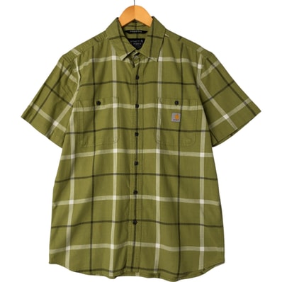 古着 カーハート Carhartt RELAXED FIT チェック柄 半袖 ワークシャツ メンズM相当/eaa550593