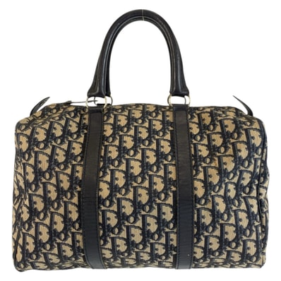 Christian Dior クリスチャンディオール ヴィンテージ トロッター ネイビー シルバー金具 キャンバス レザー/ ハンドバッグ ボストンバッグ 603145 【中古】