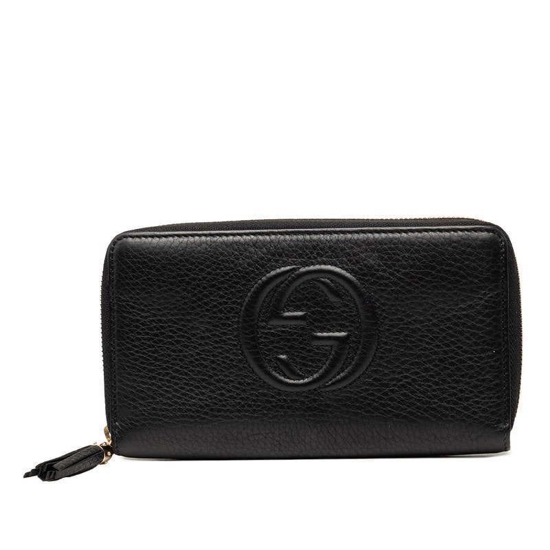 グッチ インターロッキングG ソーホー タッセル ラウンドファスナー 長財布 308280 ブラック レザー レディース GUCCI 【中古】