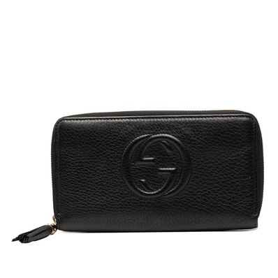 グッチ インターロッキングG ソーホー タッセル ラウンドファスナー 長財布 308280 ブラック レザー レディース GUCCI 【中古】