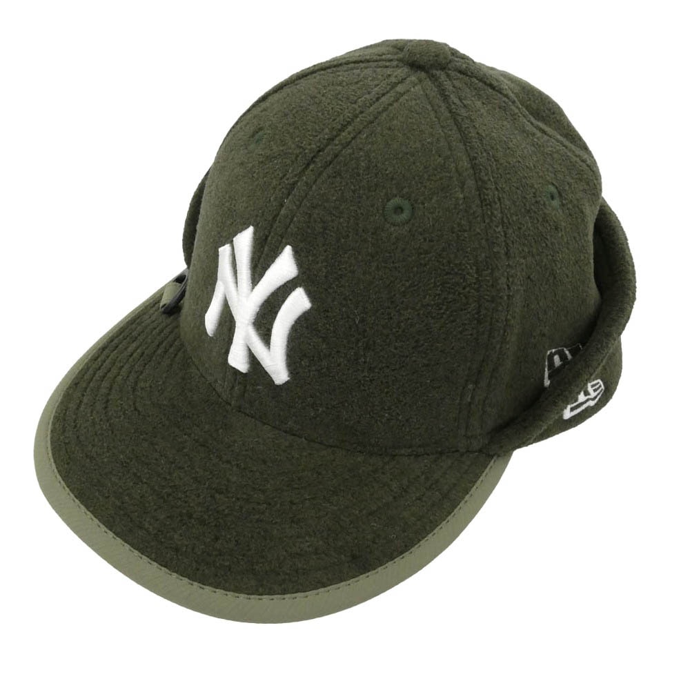NEW ERA ニューエラ 59FIFTY Flip Down フリップダウン ニューヨーク・ヤンキース ロゴ刺繍 イヤーフラップ キャップ 帽子 カーキ系【中古】