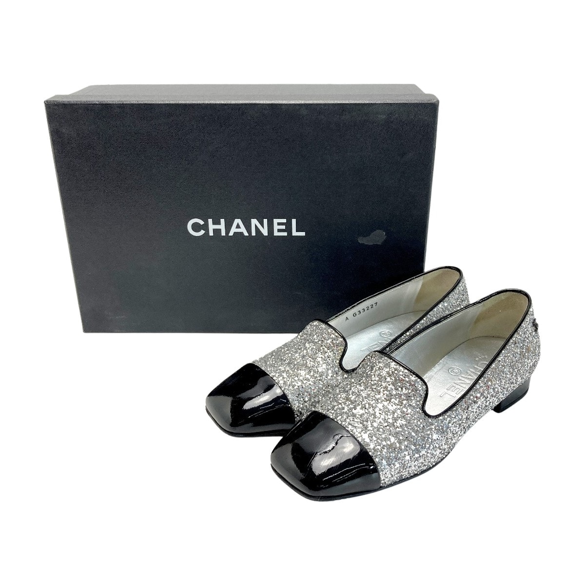 ☆☆CHANEL シャネル グリッター パテント パンプス 17K 35(22cm相当) G33227 ブラック×シルバー 箱有