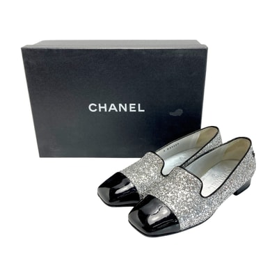 ☆☆CHANEL シャネル グリッター パテント パンプス 17K 35(22cm相当) G33227 ブラック×シルバー 箱有